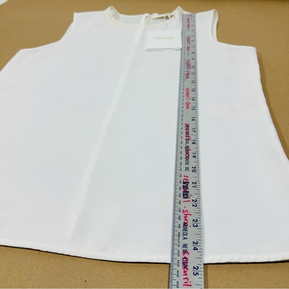 DVF Diane von Furstenberg Mary Top Sleeveless Sheer Blouse Ivory - Picture 7 of 7